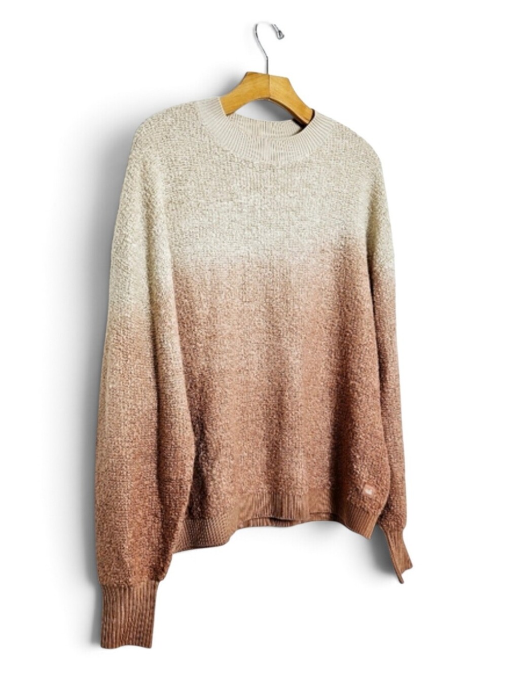 Southern Marsh Sweater M Seville Dip Dye Ombre Fuzzy Wool Blend Rust Cream Brown